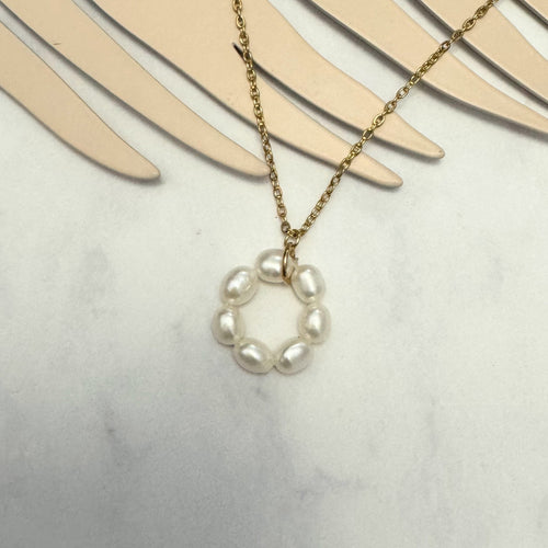 Collar Acero Inoxidable Circulo de Perlas