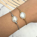 Pulsera Acero Inoxidable Ajustable con Perla