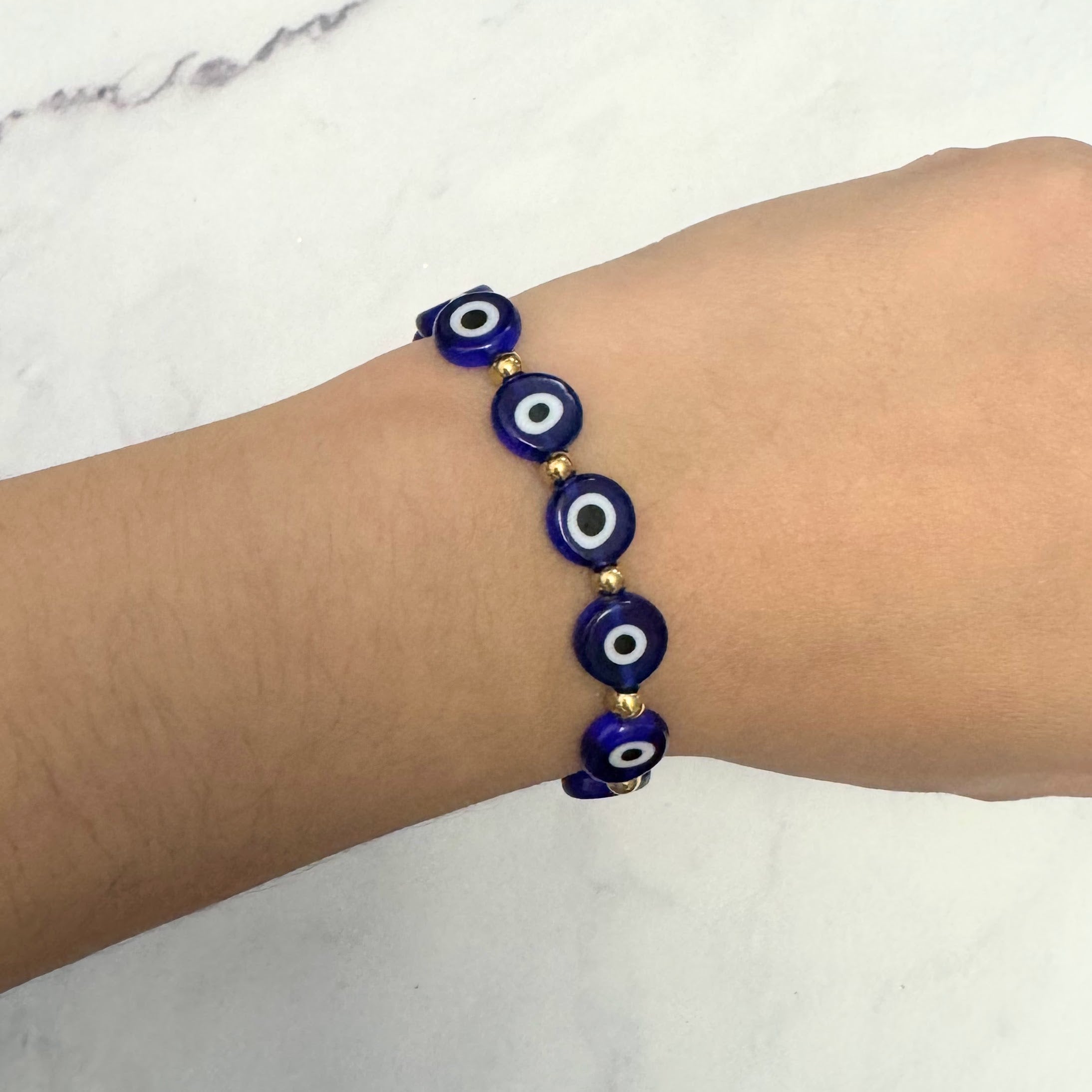 Pulsera Acero Inoxidable Ojos Azules Grandes