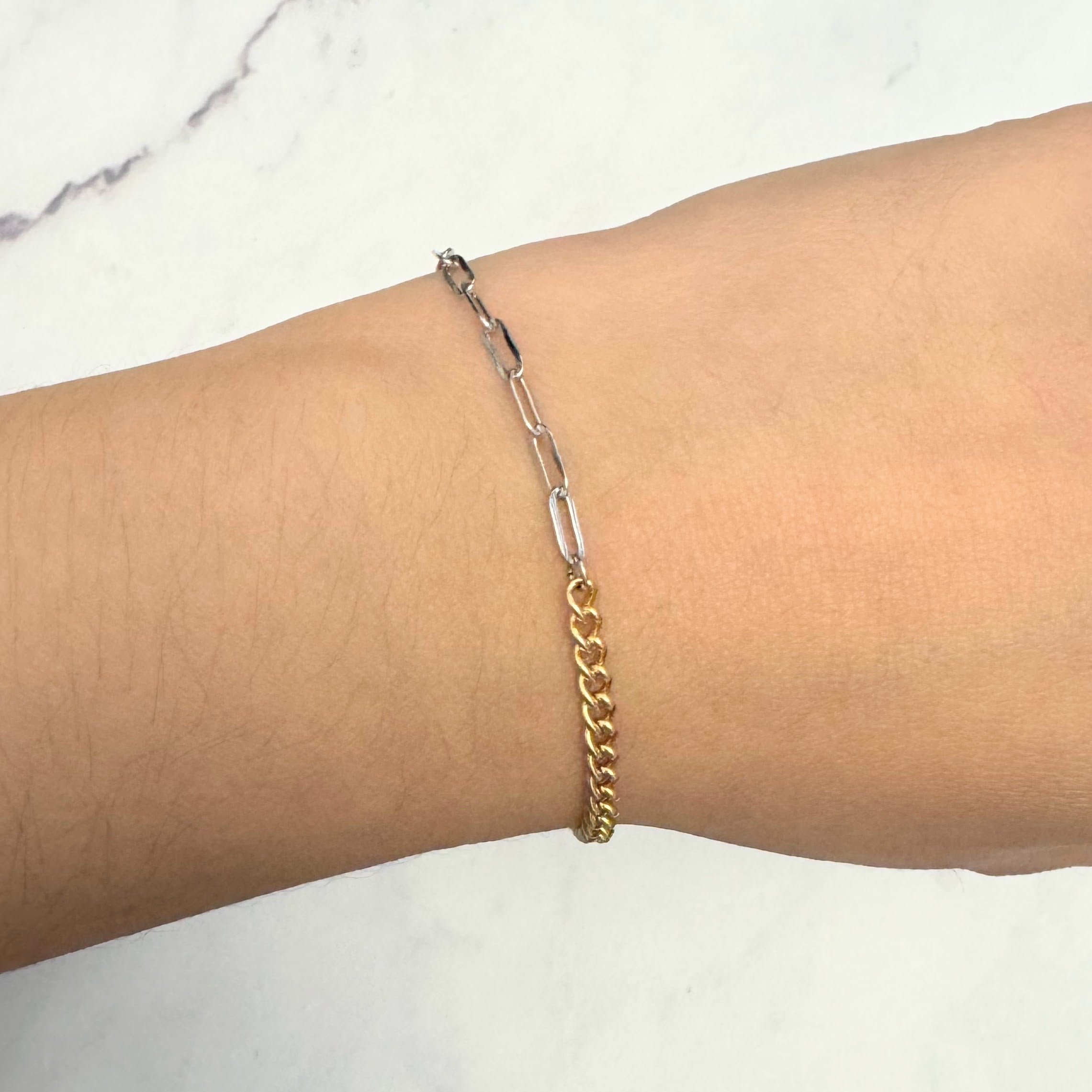 Pulsera Acero Inoxidable Bicolor Chica