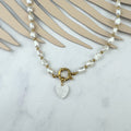 Collar Acero Inoxidable con Perla Natural y Corazon
