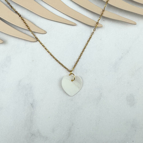 Collar Acero Inoxidable Corazon Madre Perla