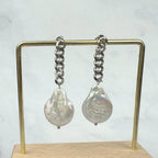 Aretes Acero Inoxidable Perla Barroca en Eslabon