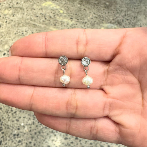 Aretes Acero Inoxidable Perla mini
