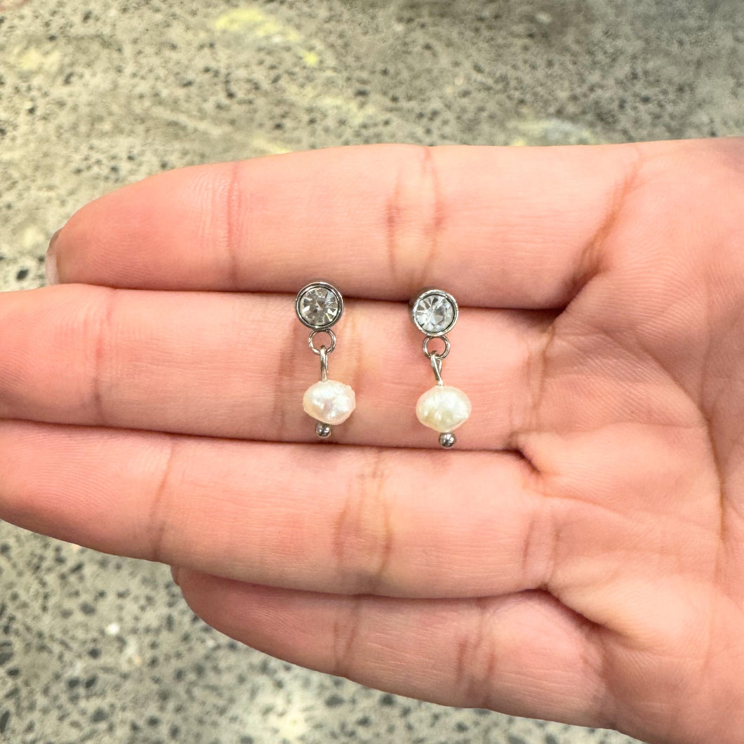 Aretes Acero Inoxidable Perla mini