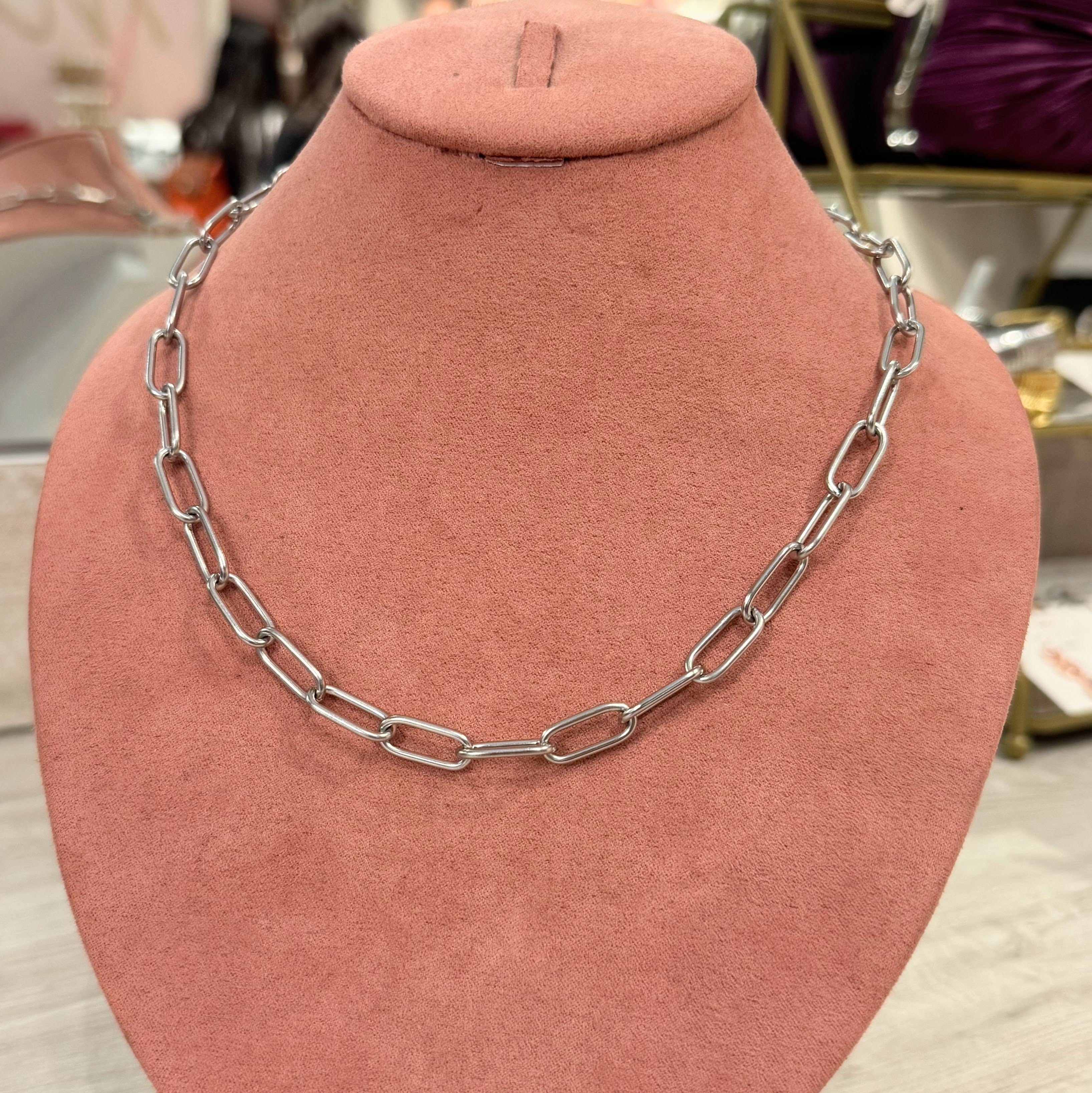 Collar Acero Inoxidable Eslabon Clip Redondo