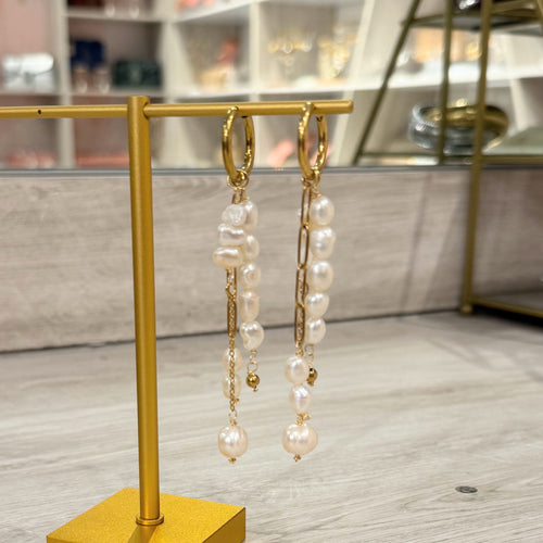 Aretes Acero Inoxidable Perlas Triple