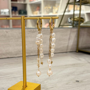 Aretes Acero Inoxidable Perlas Triple