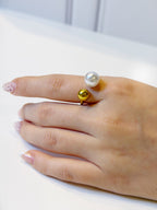 Anillo Acero Inoxidable Perla y Bola