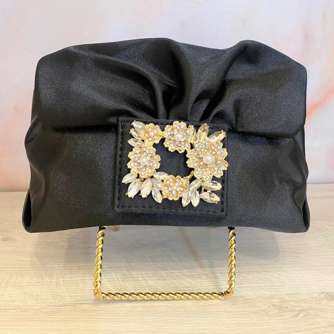 Bolsa Negra con Cristales en Rectangulo