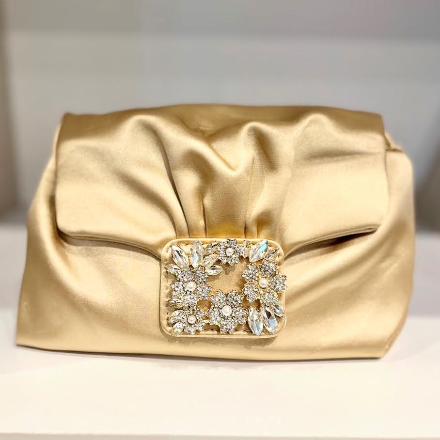 Bolsa Dorada Cristales en Rectangulo