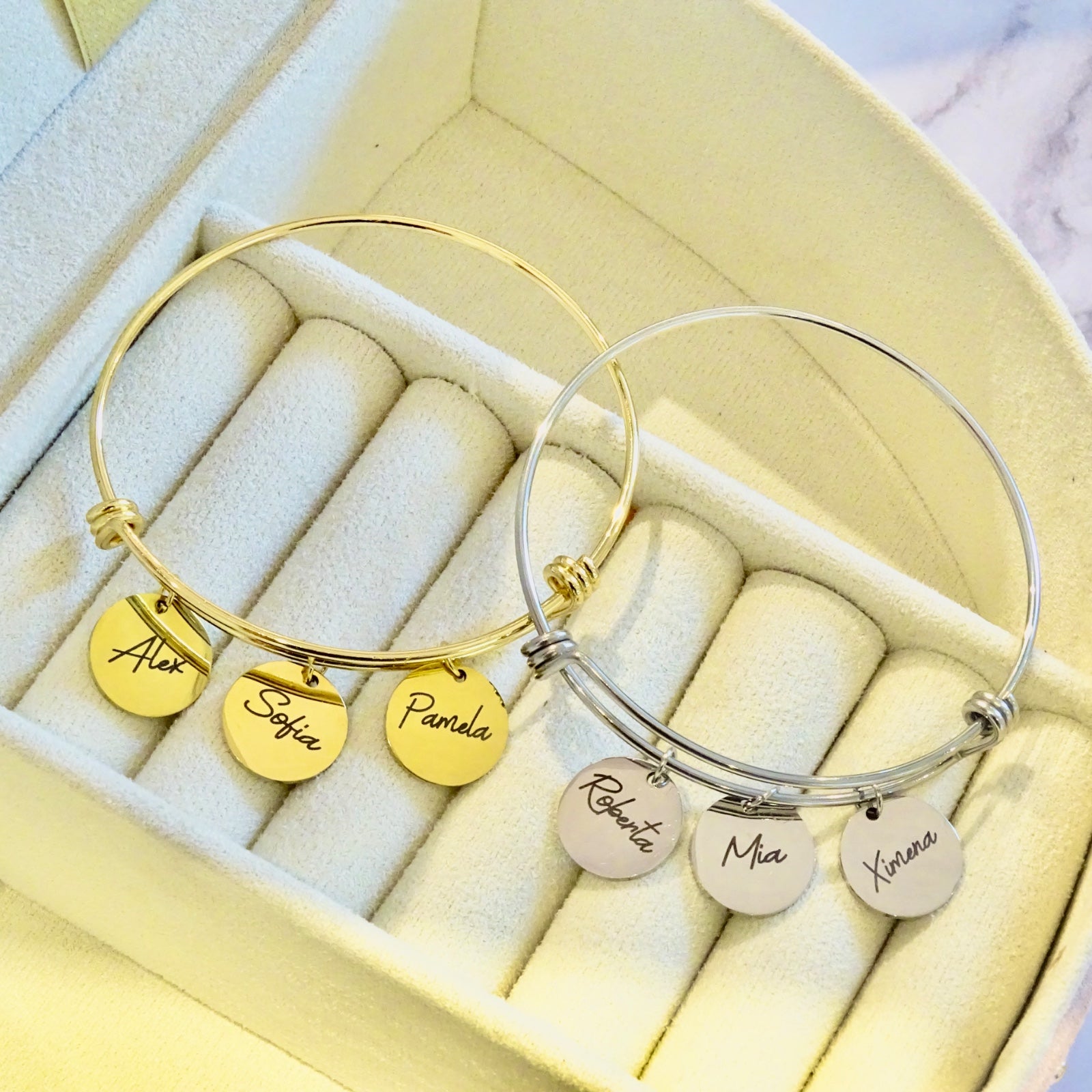 Pulsera Acero Inoxidable Medalla con Nombre Colgante Personalizado
