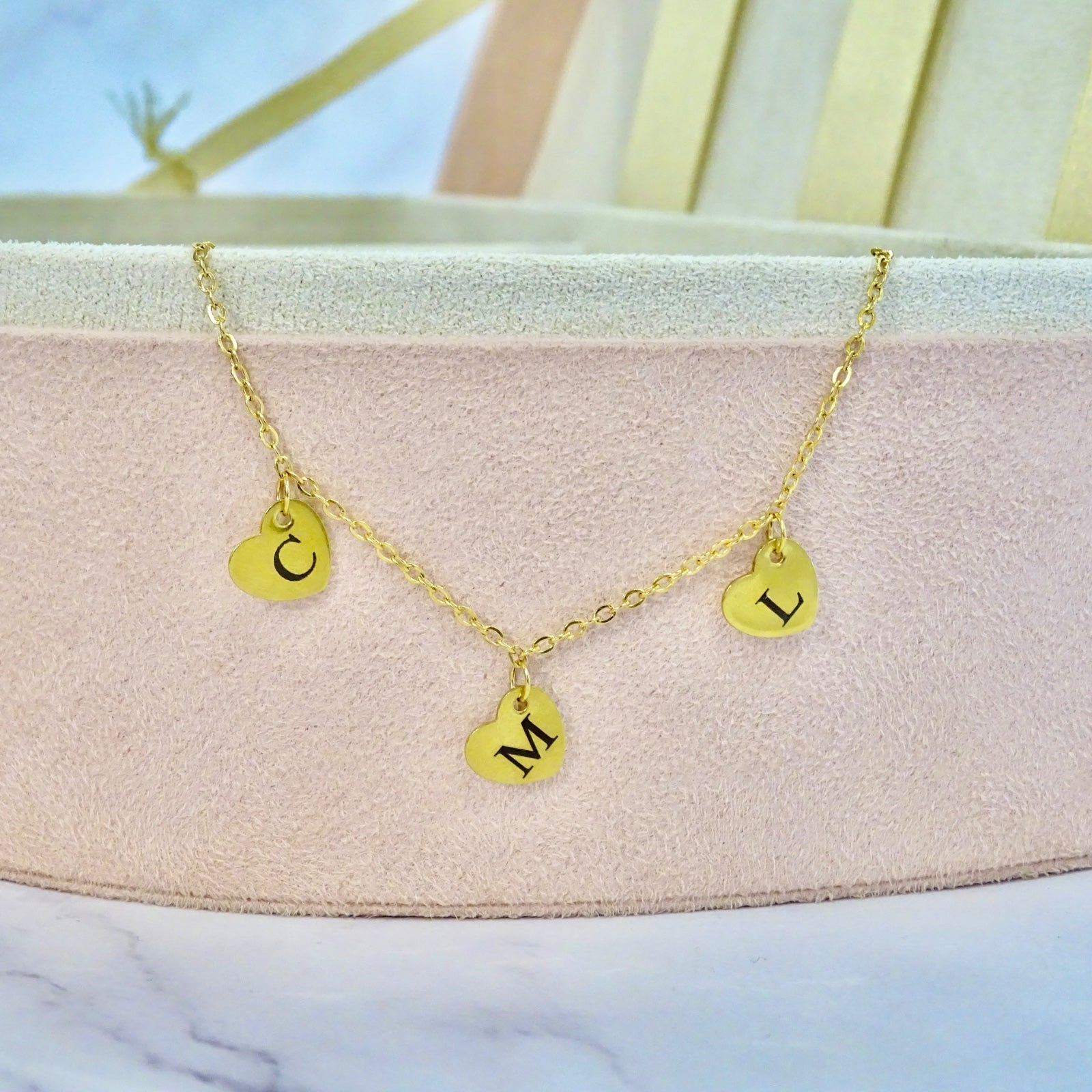 Collar Acero Inoxidable Corazones Mini Colgados Personalizados