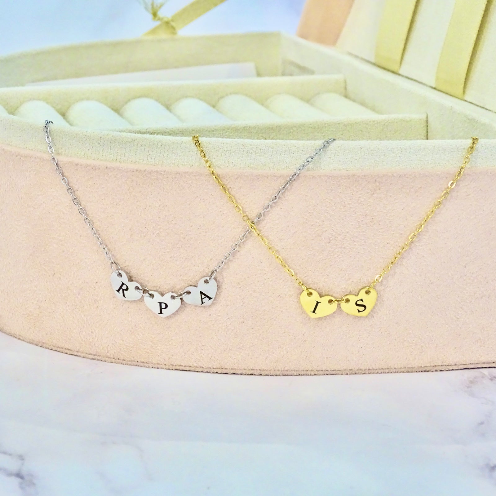 Collar Acero Inoxidable Corazones Mini Unidos Personalizados