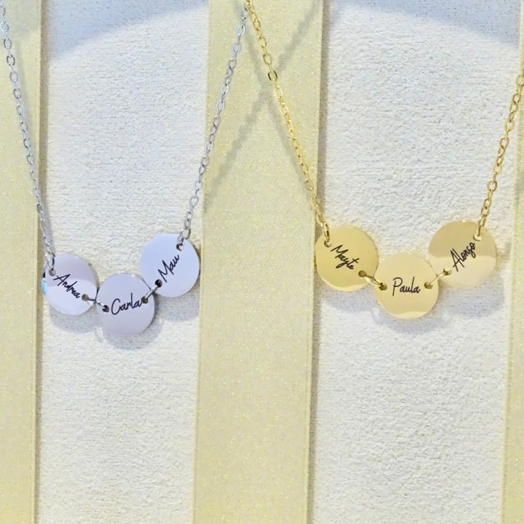 Collar Acero Inoxidable Círculos Mini Unidos Personalizados