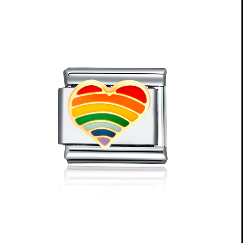 Charm Italian Bracelet Corazon Arcoiris