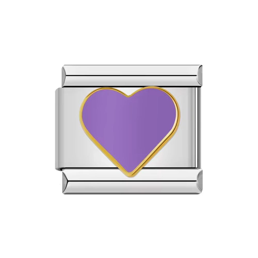 Charm Italian Bracelet Corazon Morado