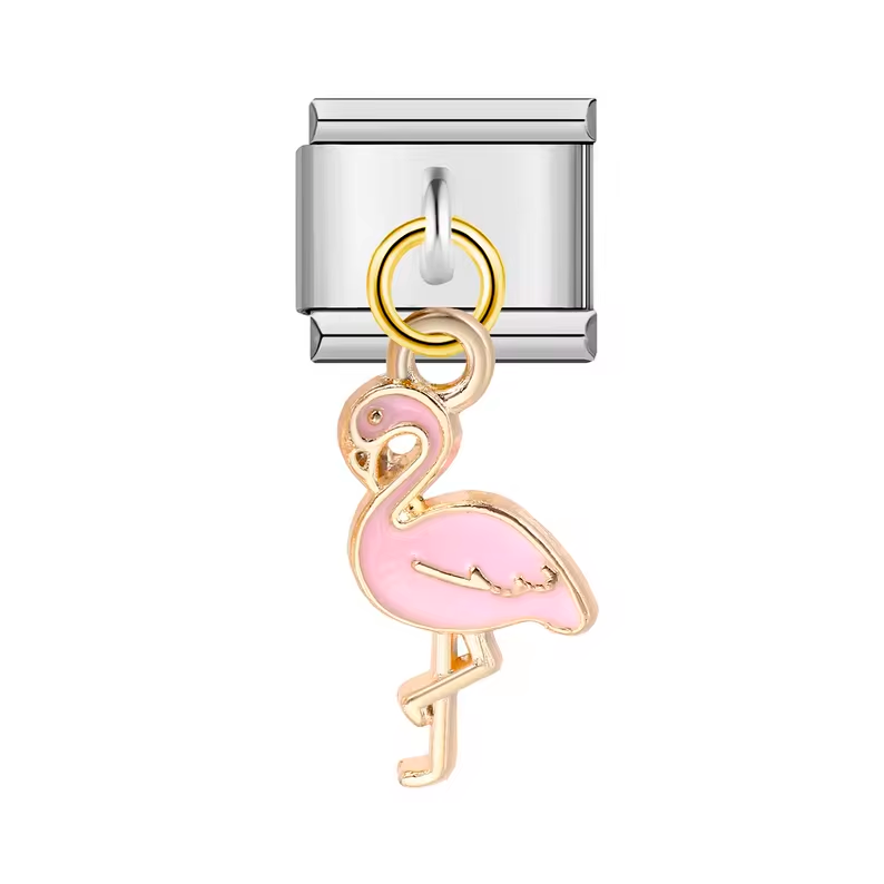 Charm Italian Bracelet Flamingo Colgante