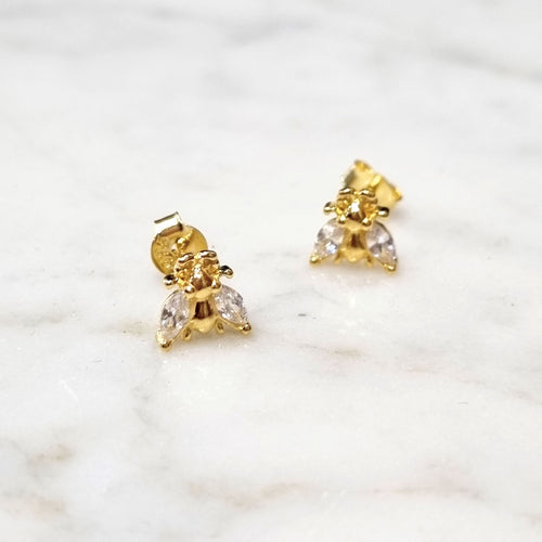 Aretes Plata .925 Chapado en Oro 18K Abejita