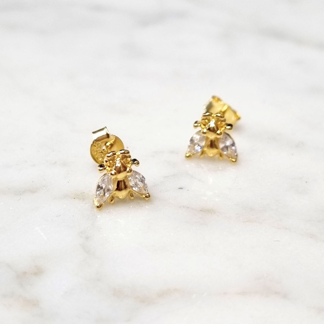 Aretes Plata .925 Chapado en Oro 18K Abejita
