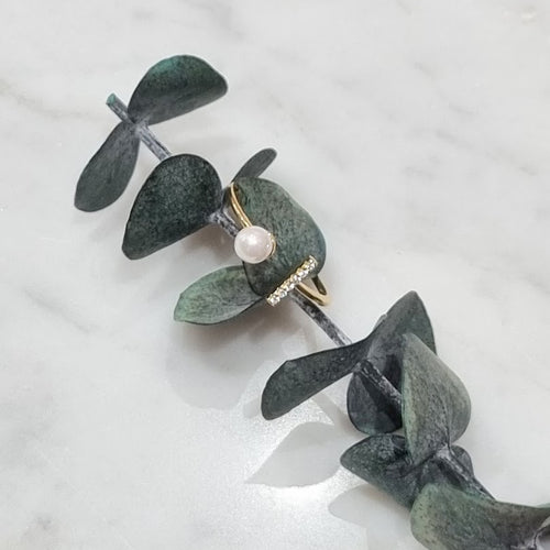 Anillo Plata925 Chapa de Oro 18K Perlita
