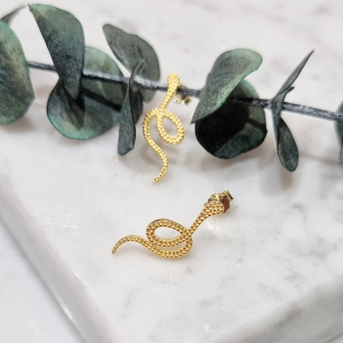 Aretes Plata .925 Chapado en Oro 18K Serpiente