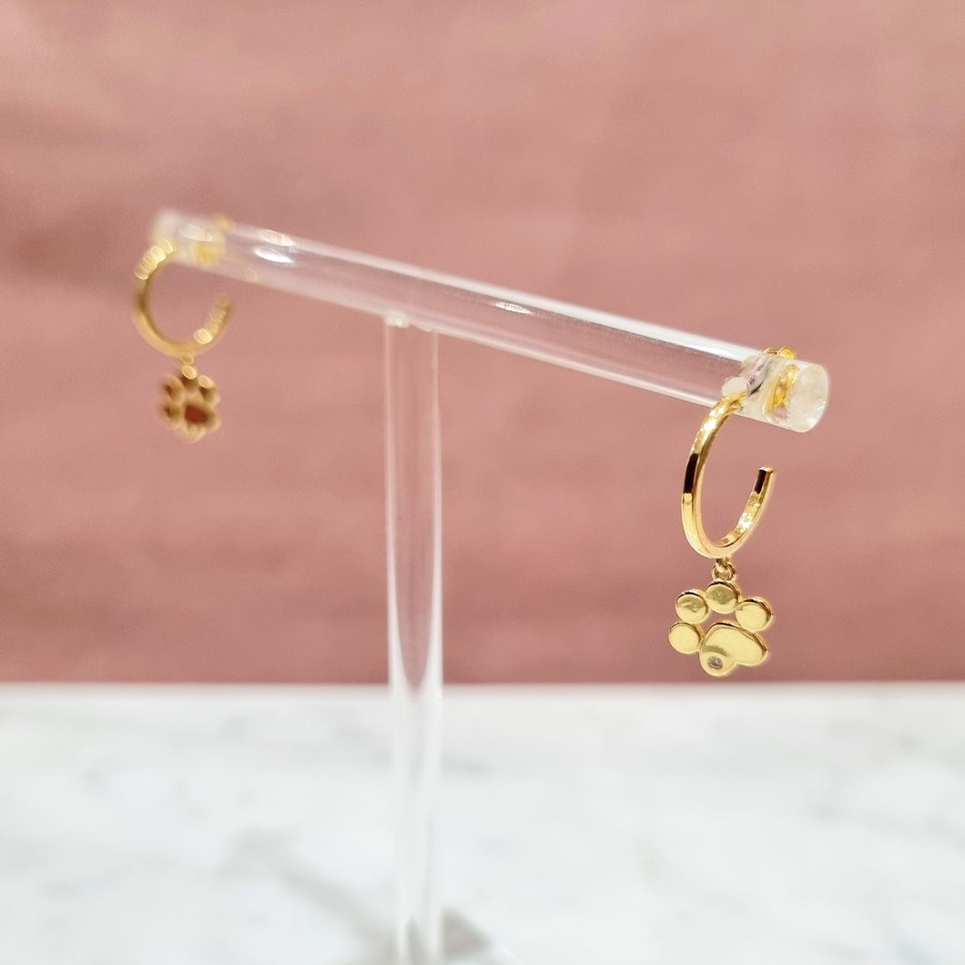 Aretes Plata .925 Chapado en Oro 18K Huella