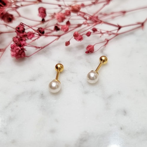 Aretes Plata .925 Chapado en Oro 18K Perla