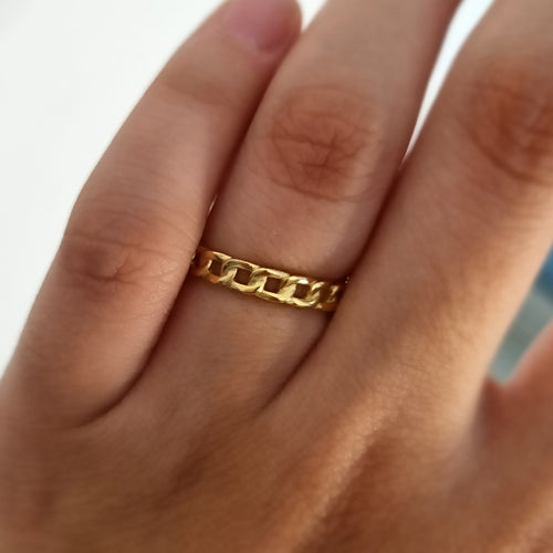 Anillo Dorado Plata .925 Chapado en Oro Cadena