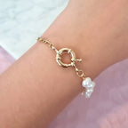 Pulsera Acero Inoxidable Perlas con Timon