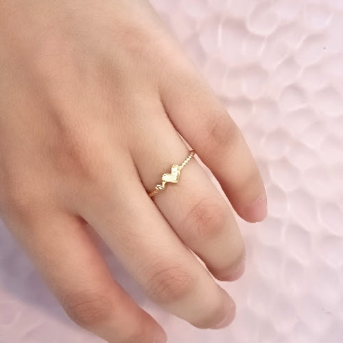 Anillo Chapa de Oro 2 Corazones Ajustable