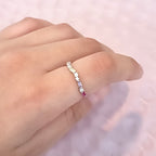 Anillo Plata 925 Baguettes Colores