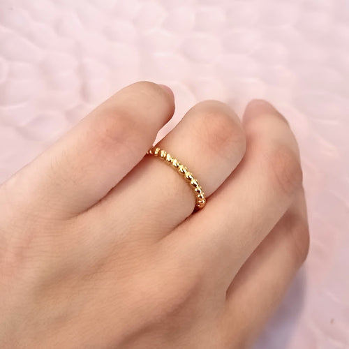 Anillo Chapa de Oro Bolitas Ajustable