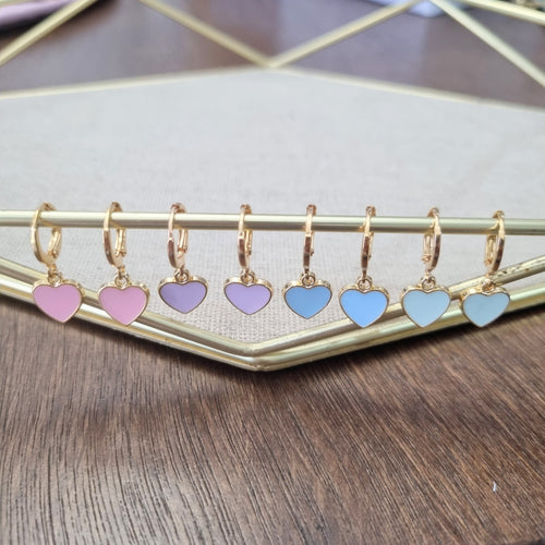 Aretes Chapa de Oro Corazon Esmaltado