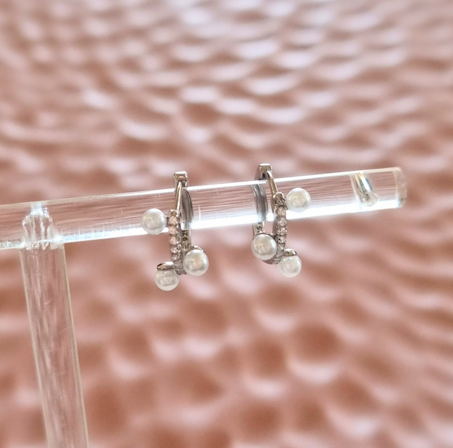 Huggies Plata .925 3 Perlitas