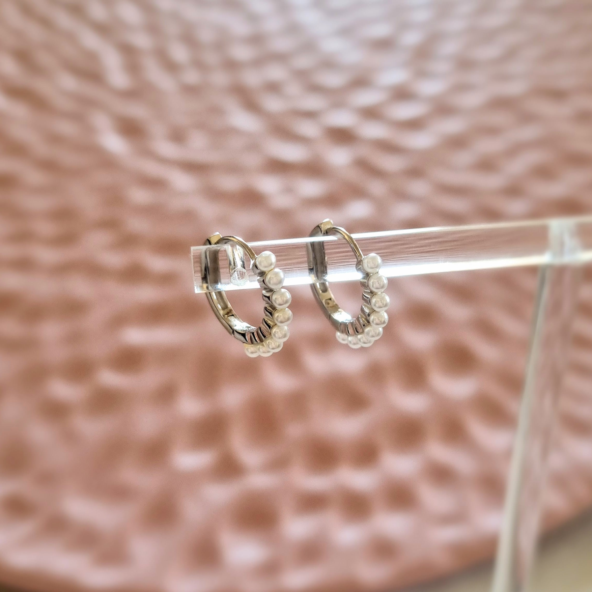 Huggies Plata 925 Perlitas