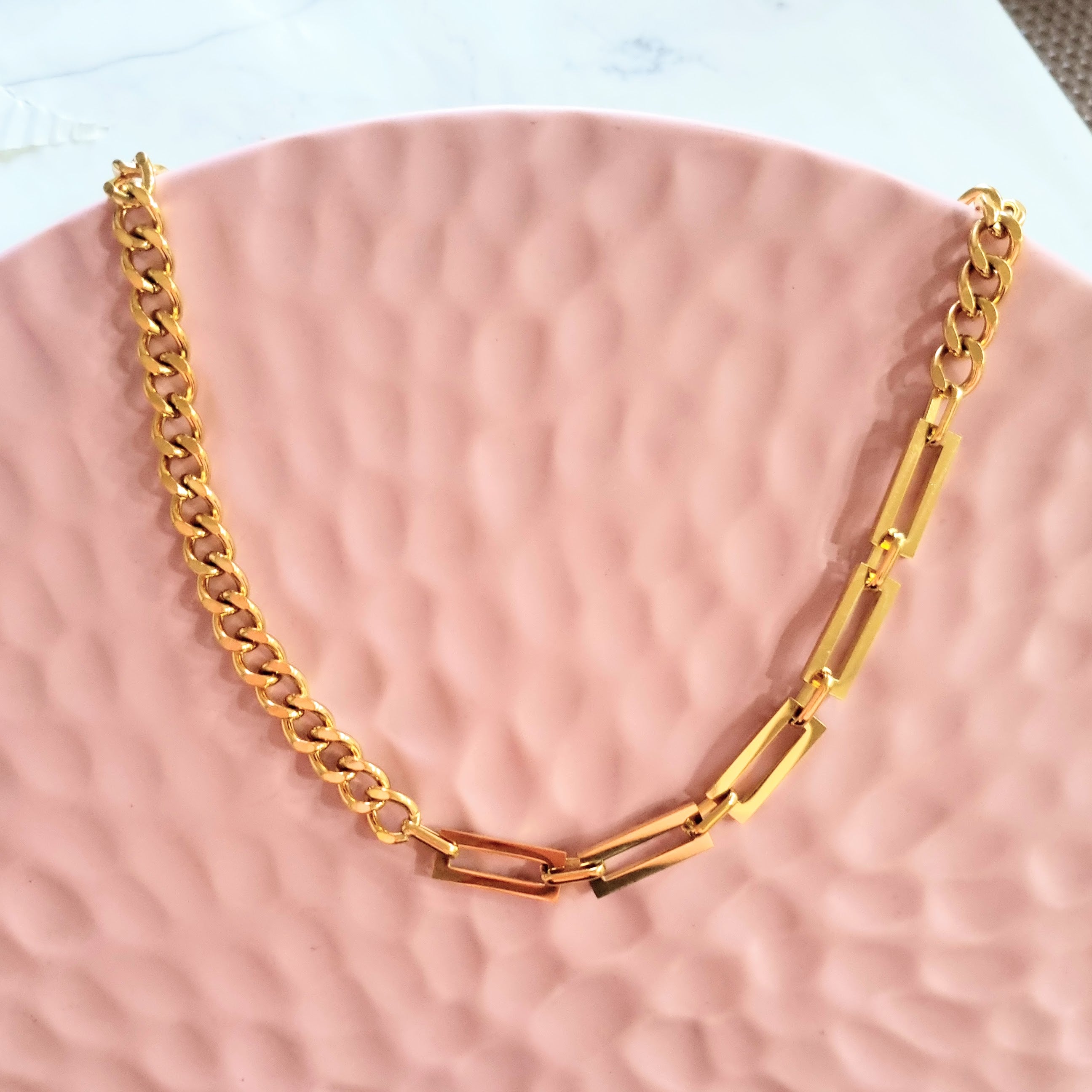Collar Dorado Acero Doble Cadena