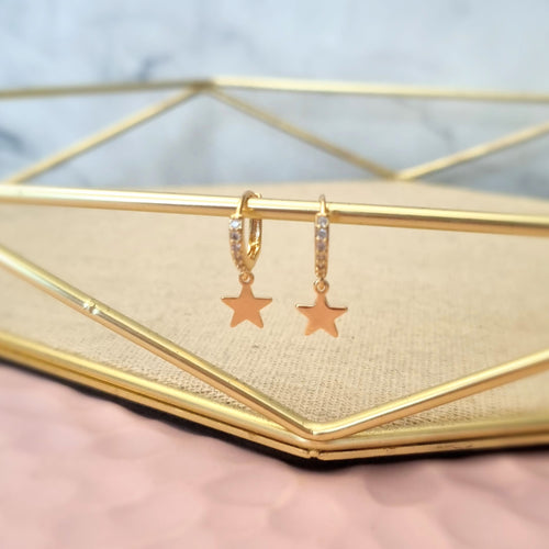 Aretes Chapa de Oro Estrellas