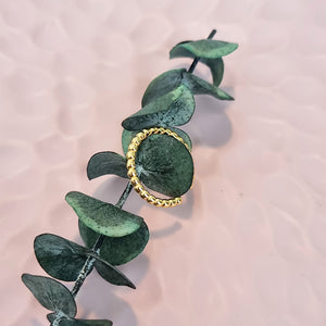 Anillo Chapa de Oro Bolitas Ajustable