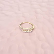 Cargar imagen en el visor de la galería, Anillo Chapa de Oro Perlas y Zirconia Ajustable