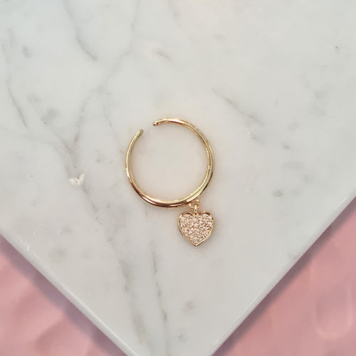 Anillo Chapa de Oro Corazón Zirconia