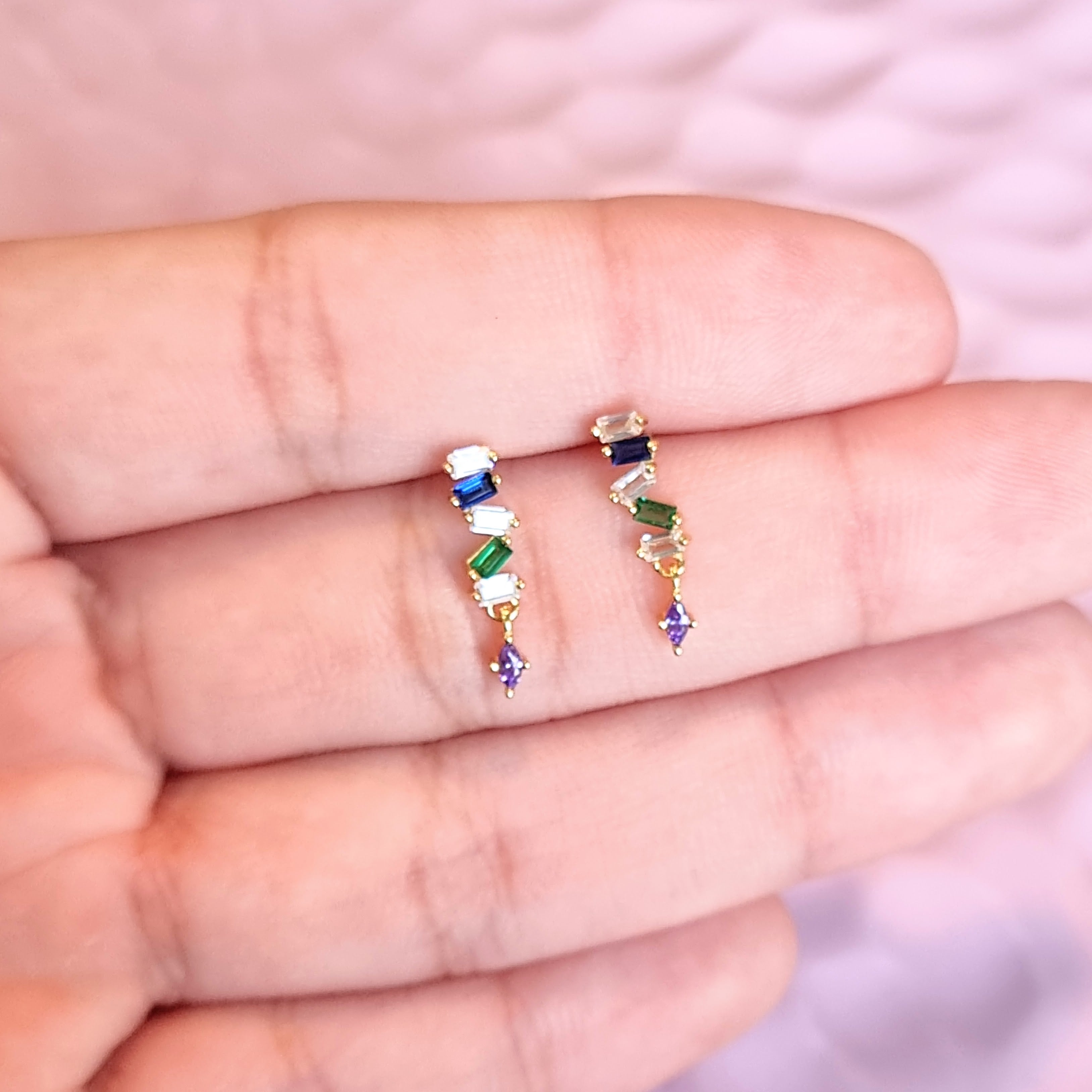 Aretes Plata 925 Chapa de Oro Colores