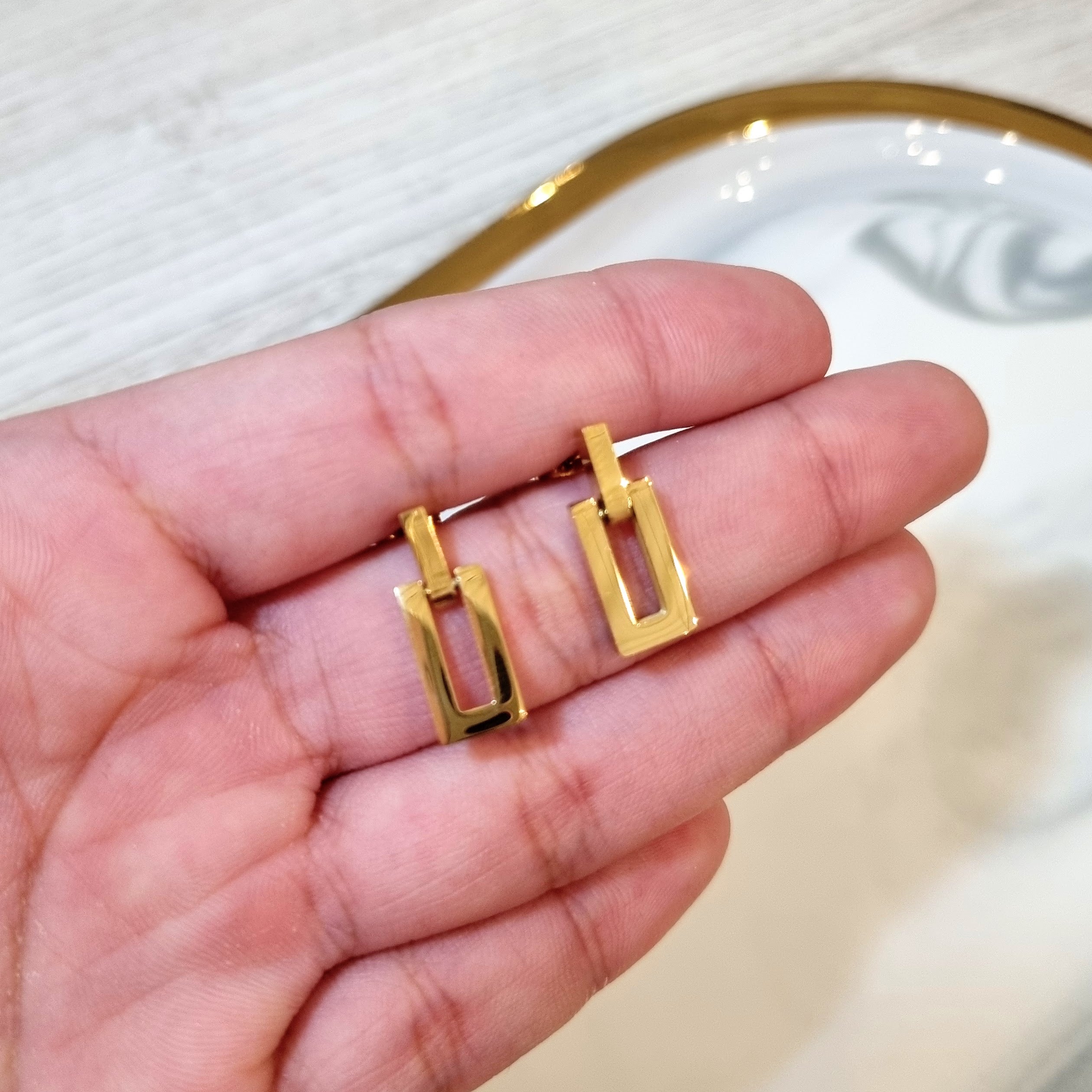 Aretes Acero Inoxidable Eslabon Rectangular