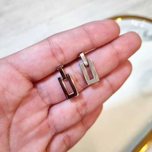 Aretes Acero Inoxidable Eslabon Rectangular