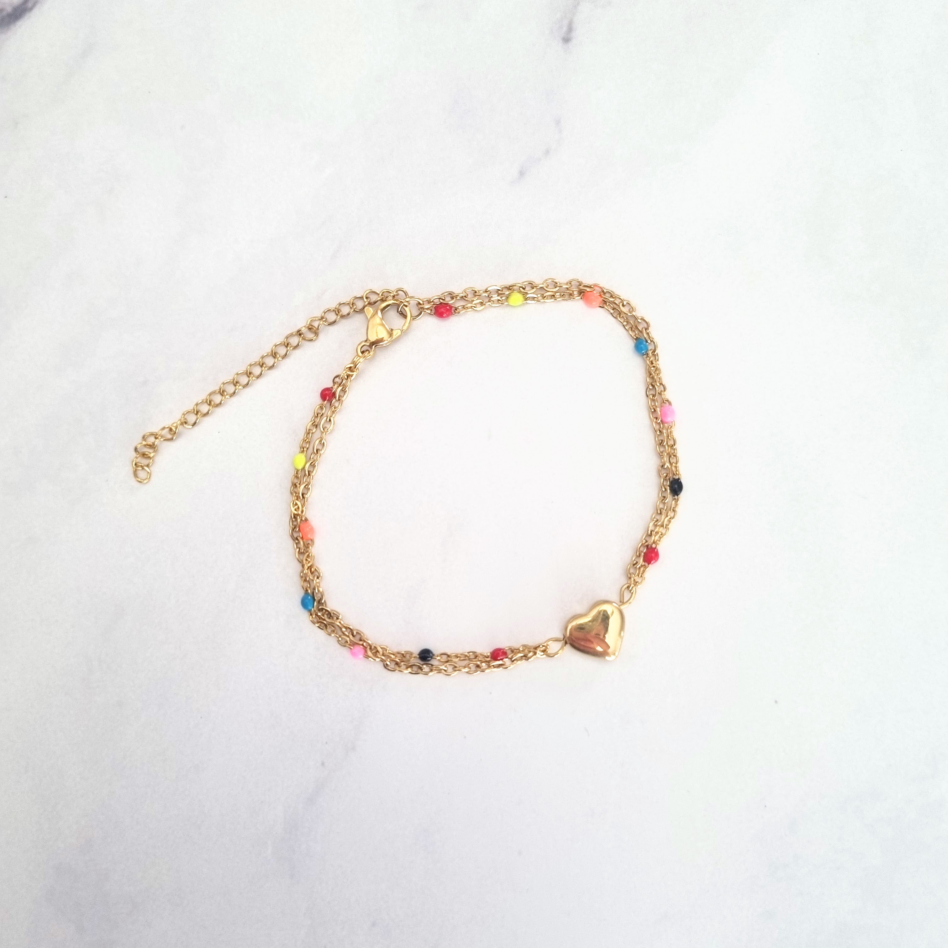 Pulsera Acero Inoxidable Corazon Colores