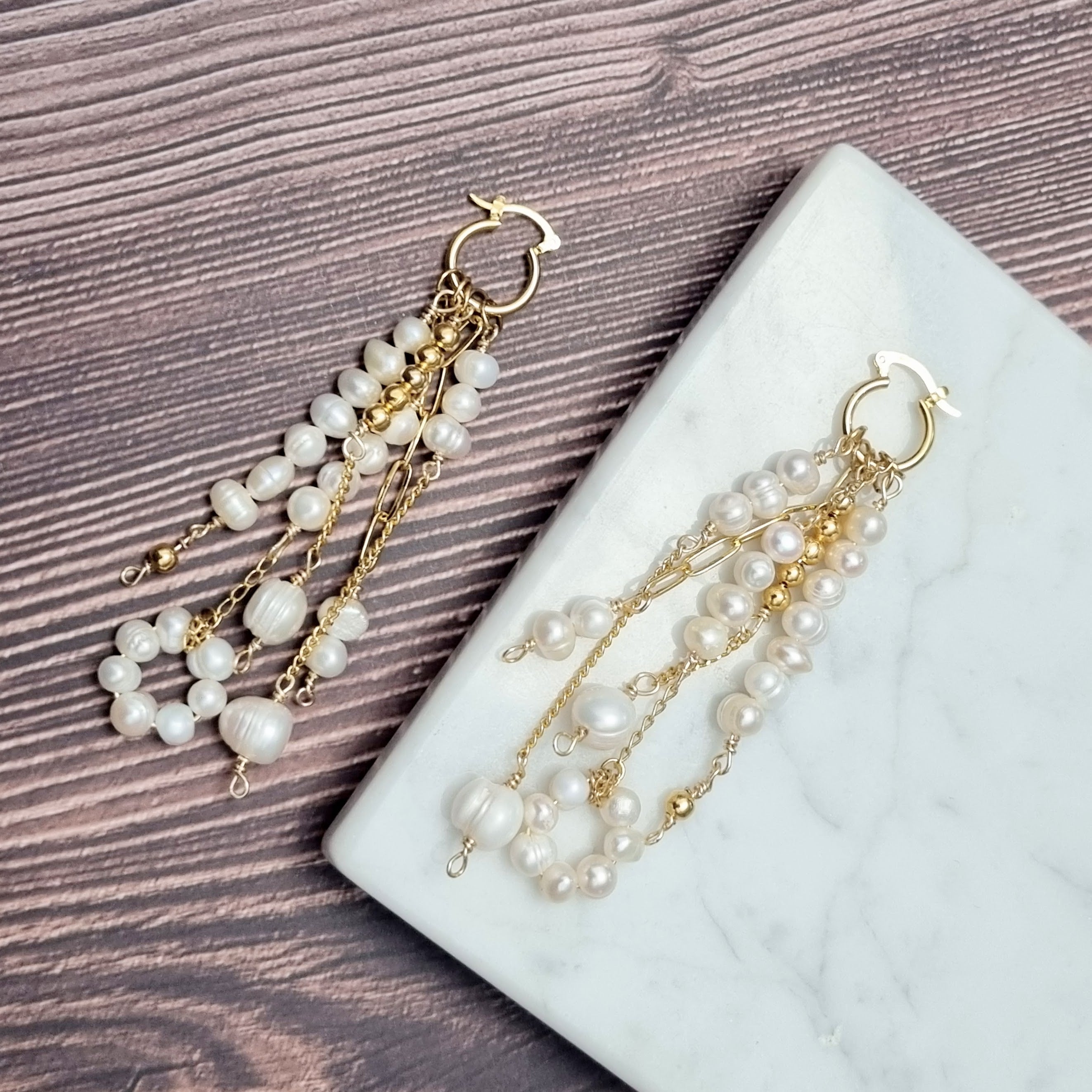 Huggies Chapa de Oro con Perlas largos