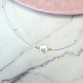 Collar Chapa de Oro Blanco con Perla