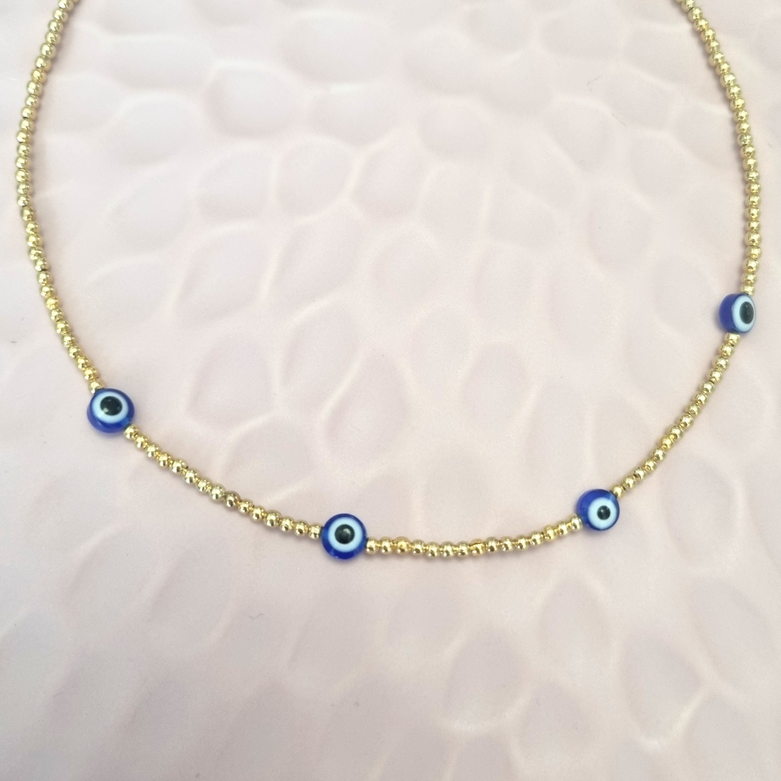 Collar Chapa de Oro Ojitos Azules