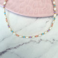 Collar Chapa de Oro Perlas y Colores