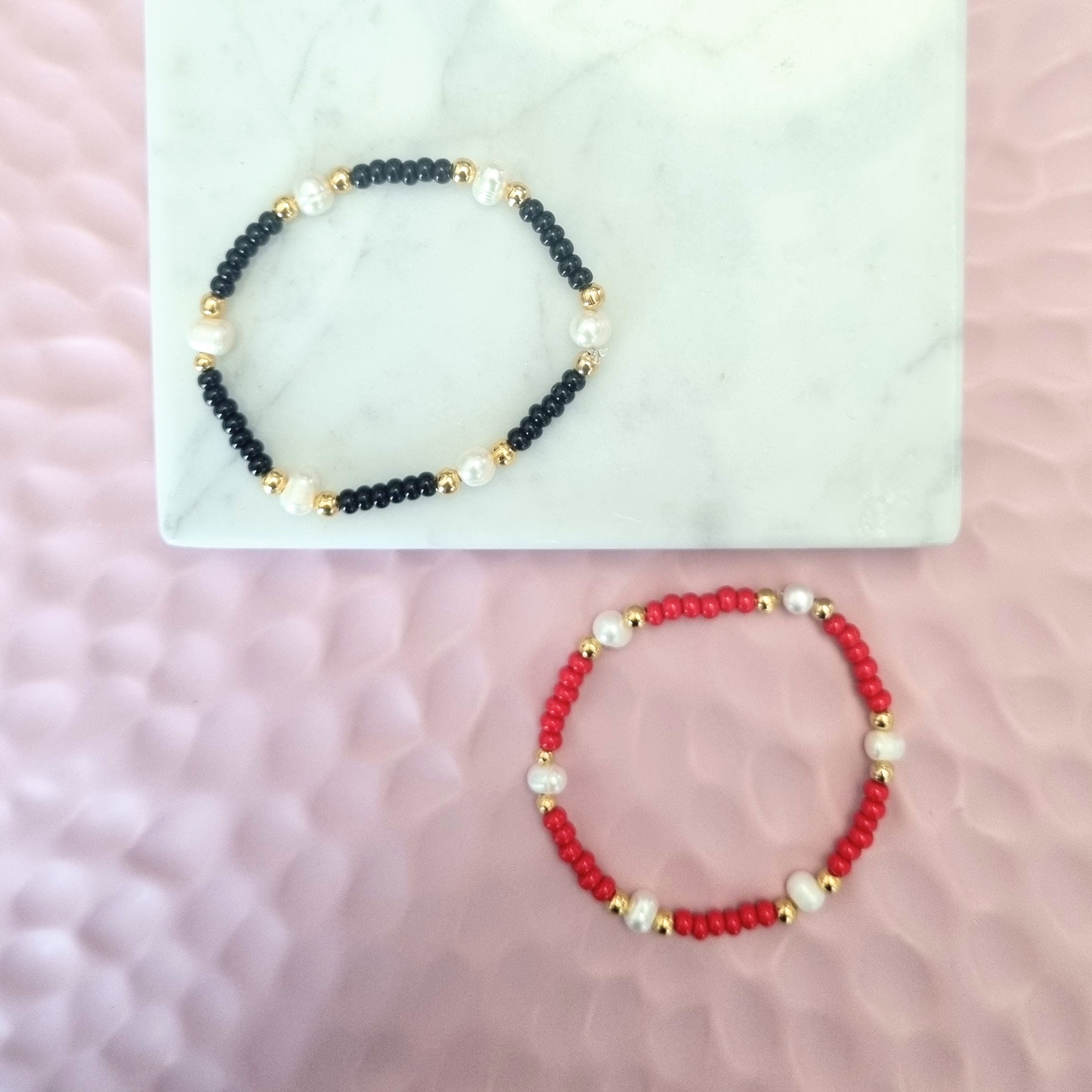 Pulsera Chapa de Oro Perla y Chaquira